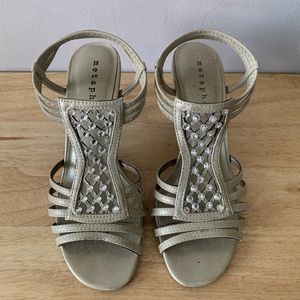 metaphor gold/silver metallic heels